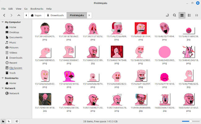 various pink wojaks in an extracted folder