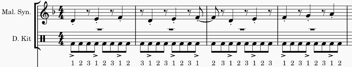 Musical notation of the drop of Lookin At Me, notated in 4/4.